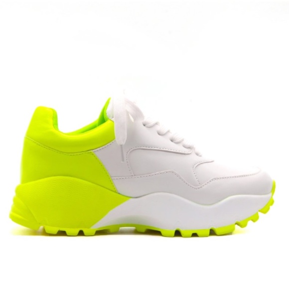 Shoe Affair Shoes - Chunky Sole Lightweight "Dad" Sneakers in Lime